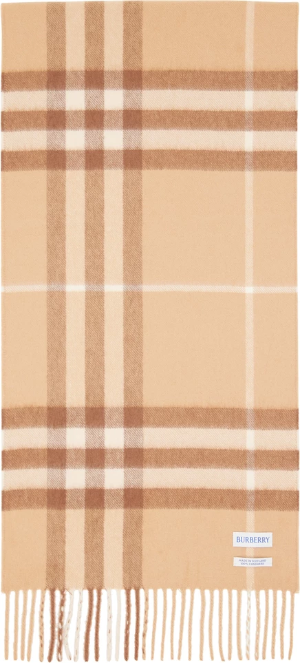 Женский кашемировый шарф Burberry в клетку, бежевый