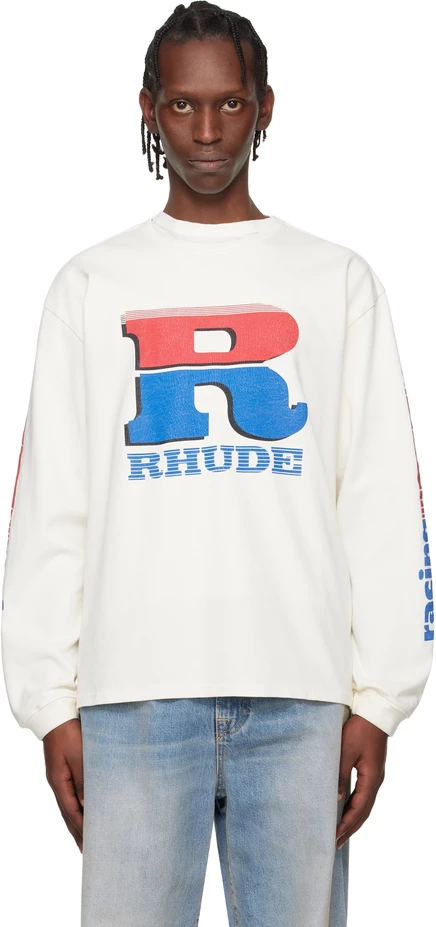 Мужская футболка RHUDE Split Petrol, белая/красная