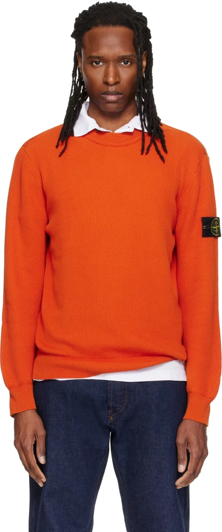 Мужской свитер Stone Island 5100154 из хлопка, оранжевый