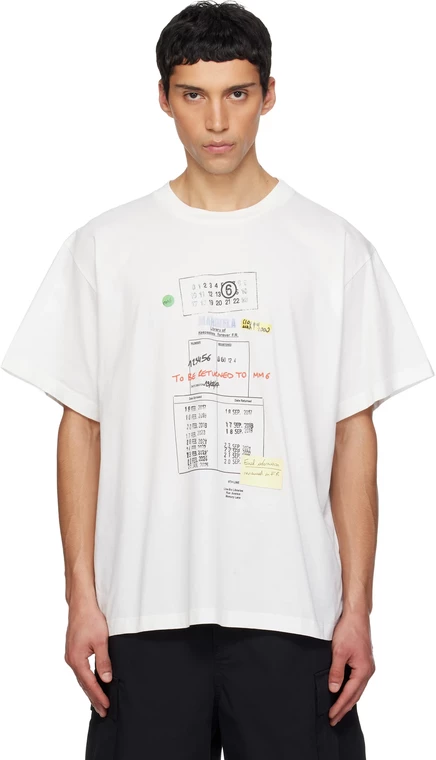 Мужская футболка MM6 Maison Margiela Library Stamp, белая
