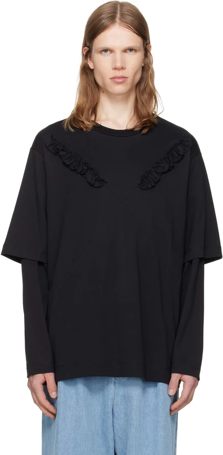 Мужской лонгслив Simone Rocha с оборками, черный