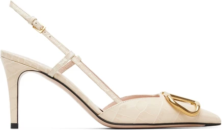 Женские слингбэки Valentino Garavani VLogo, кремовые
