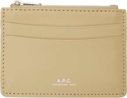 Мужской картхолдер A.P.C. Paris, кожаный, темно-бежевый