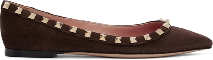 Женские балетки Valentino Garavani Rockstud, коричневые