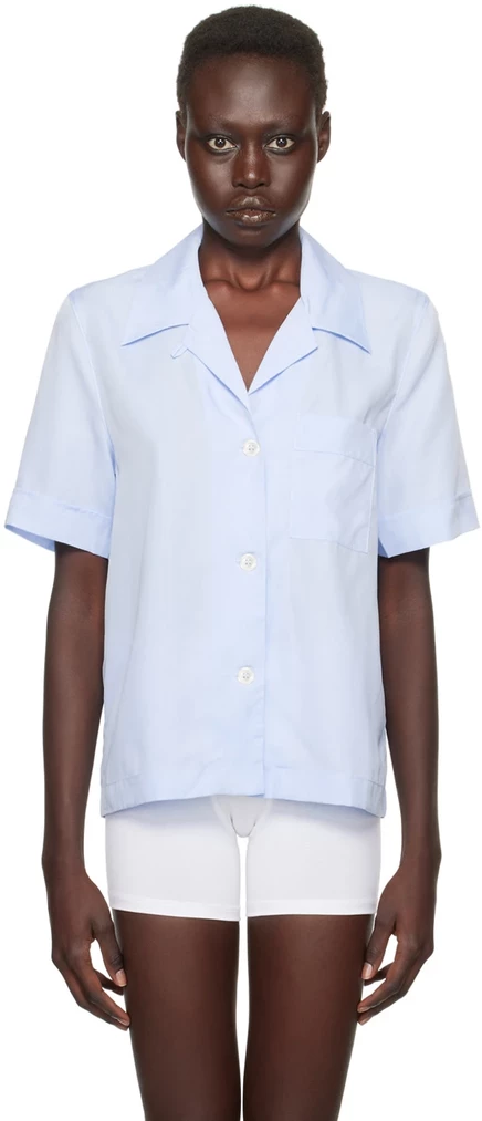 Blue Short Sleeve Pyjama Shirt sky blue
