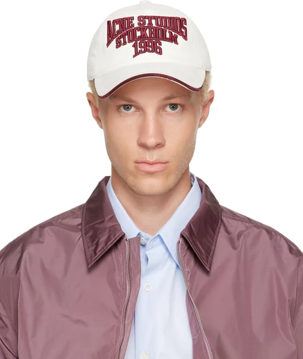 Мужская кепка Acne Studios Embroidered Logo, бело-красная