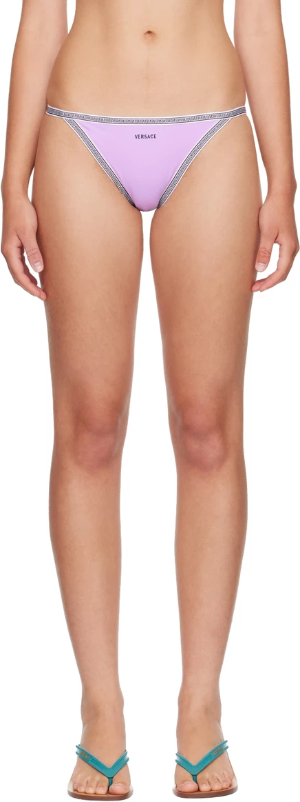 Женские плавки бикини Versace с логотипом, сиреневые