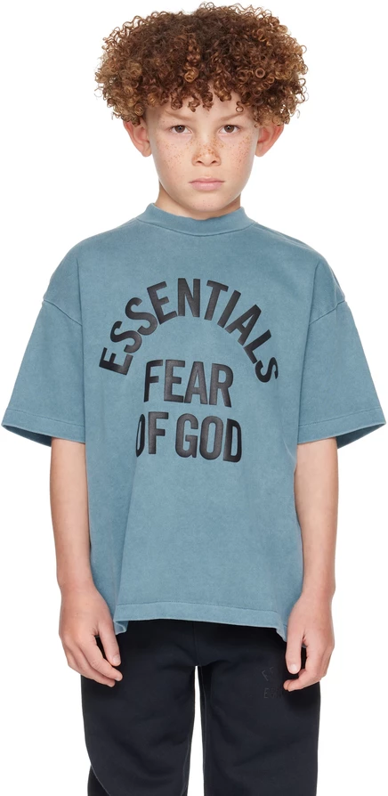 Детская футболка Fear Of God Essentials Campus 90s, голубая