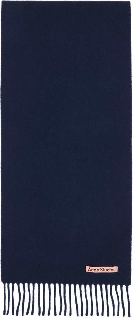 Женский тонкий шарф Acne Studios Navy из шерсти, темно-синий