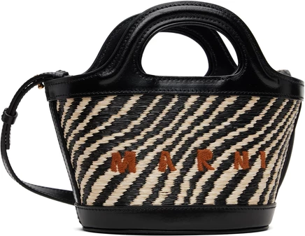 Женская сумка Marni Tropicalia Micro, черно-белая