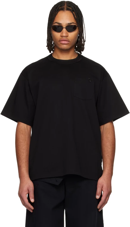 футболка из хлопчатобумажного трикотажа sacai Black черного цвета