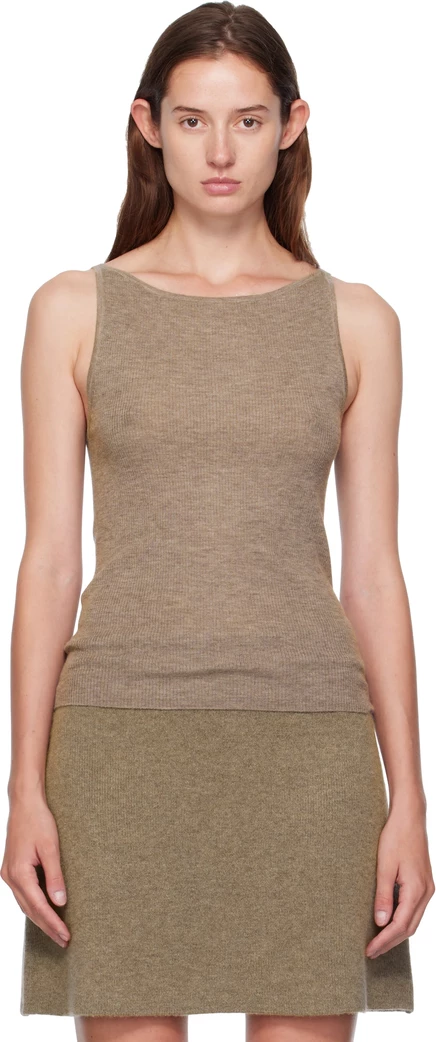 LISA YANG Taupe Lynette Tank Top deep truffle