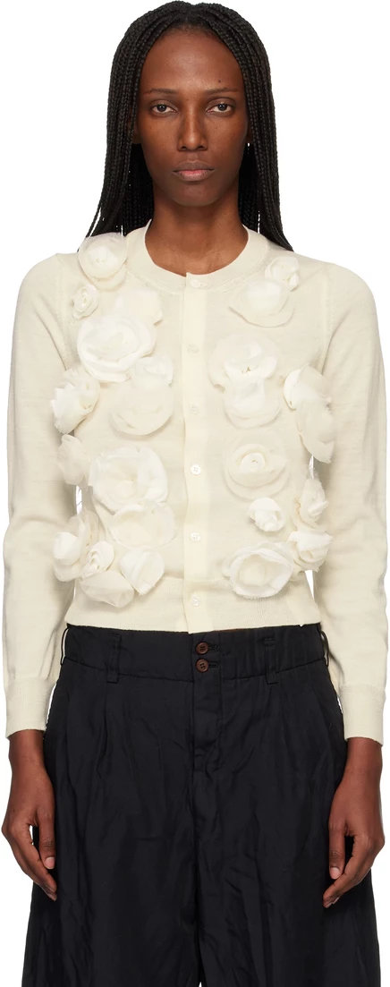 Женский кардиган Comme des Garçons X Flower, молочный