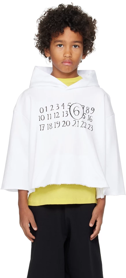 Детская худи MM6 Maison Margiela с принтом логотипа, белая