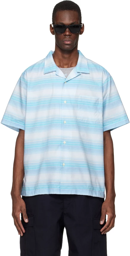 Мужская рубашка Nanamica Open Collar Pique, синяя