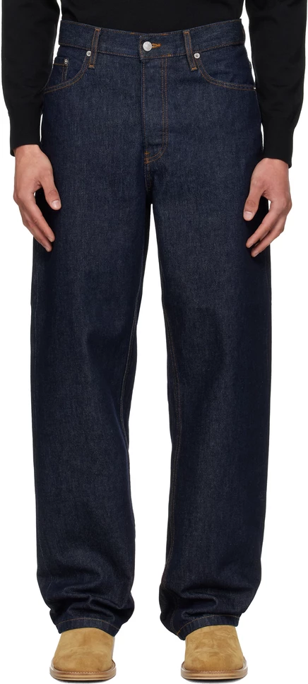 Мужские джинсы Dries van Noten Navy свободного кроя, индиго