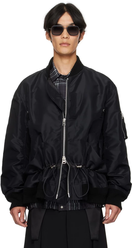 Мужской бомбер Sacai нейлоновый, черный