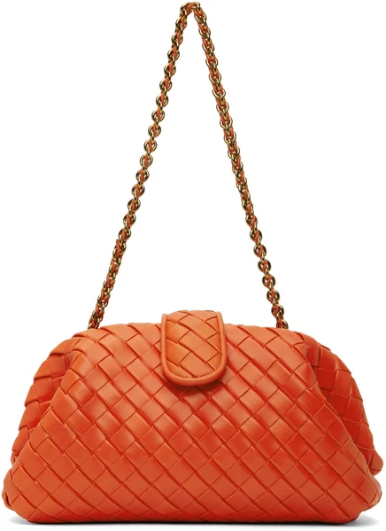 Женский клатч Bottega Veneta Lauren 1980 с цепочкой, оранжево-латунный