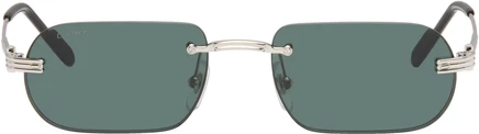 Cartier Silver Exception 'Première de Cartier' Sunglasses silver/silver/green