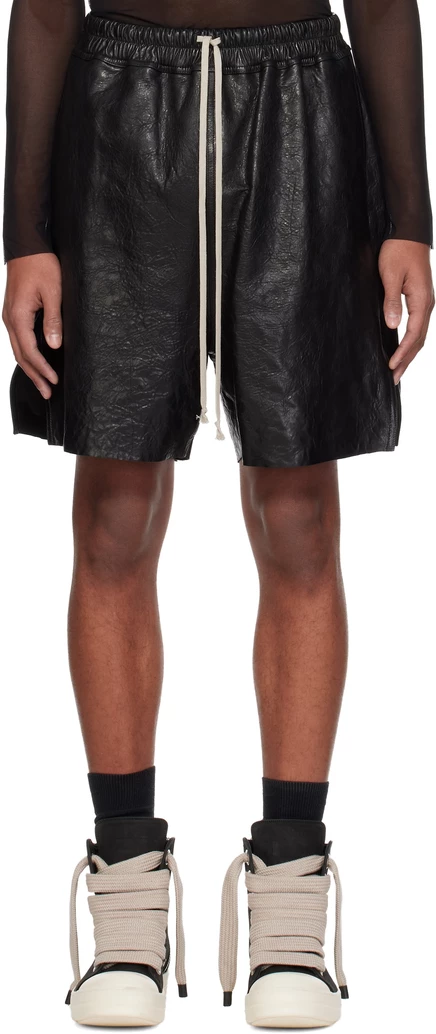 Кожаные шорты-боксеры Rick Owens Black Temple Boxer черного цвета