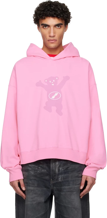 Мужское худи We11done New Teddy Logo, розовое