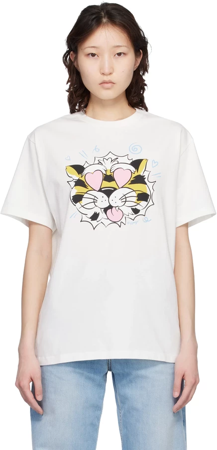 Женская свободная футболка Kenzo Wild Tiger, молочная