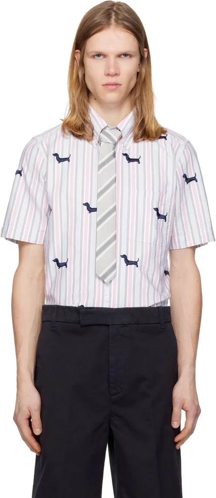 Мужская рубашка Thom Browne BD, красно-бело-синяя