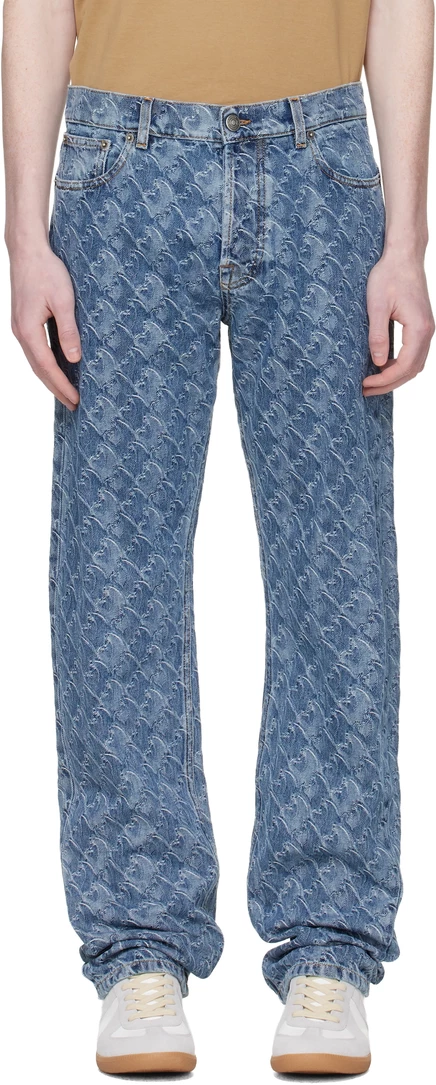 Мужские джинсы Lanvin жаккардовые, синие