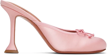 Женские мюли Amina Muaddi Lila Slipper 95, нежно-розовый атлас