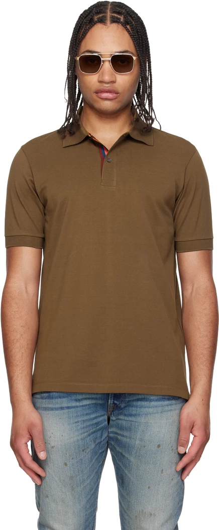 Мужская хлопковая футболка-поло Paul Smith Khaki, коричневая