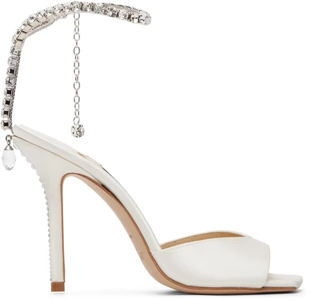 Женские босоножки Jimmy Choo Saeda 100, айвори/кристалл