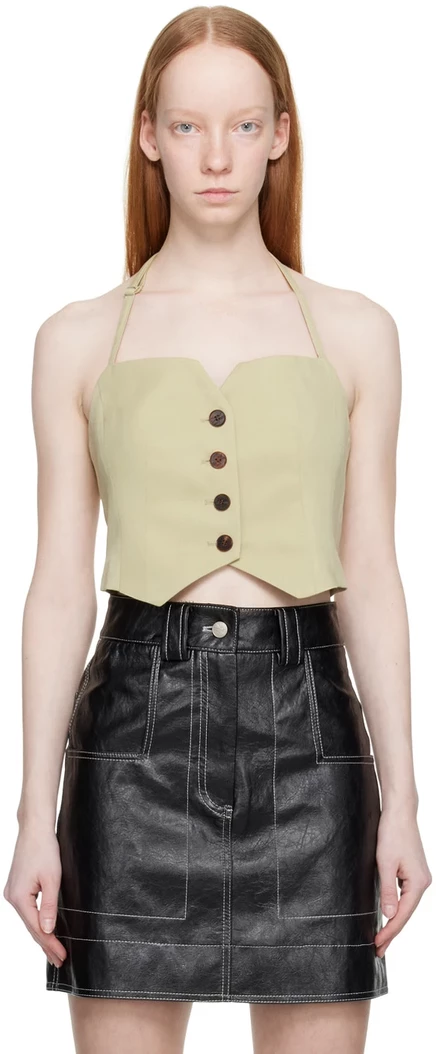 Khaki Buttoned Tank Top khaki