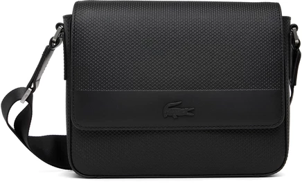 Мужская сумка-мессенджер Lacoste Chantaco кожаная, черная