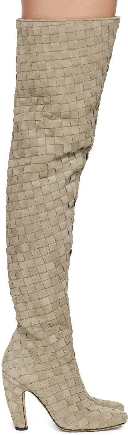 Женские высокие сапоги Bottega Veneta Canalazzo, серые