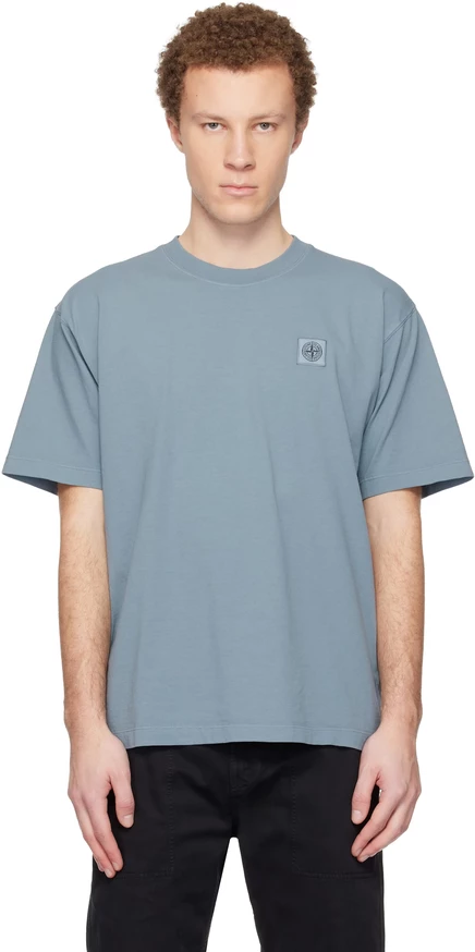 Футболка из органического хлопкового трикотажа Stone Island Blue 2100030 avio blue