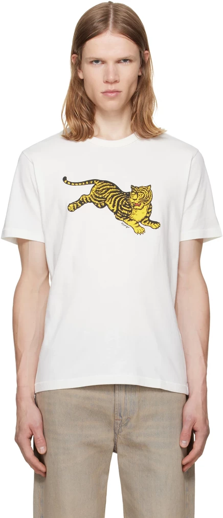 Мужская приталенная футболка Kenzo Jumping Tiger, белая