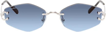 Солнцезащитные очки Cartier C Motif, серебристо-синие