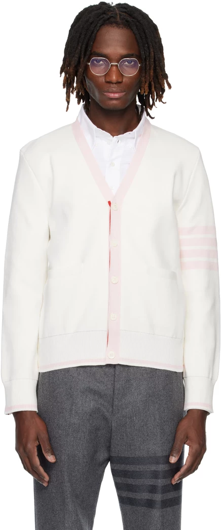 Мужской кардиган Thom Browne 4-Bar из хлопка, белый