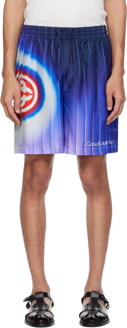 Разноцветные шелковые шорты Casablanca Blue Shockwave