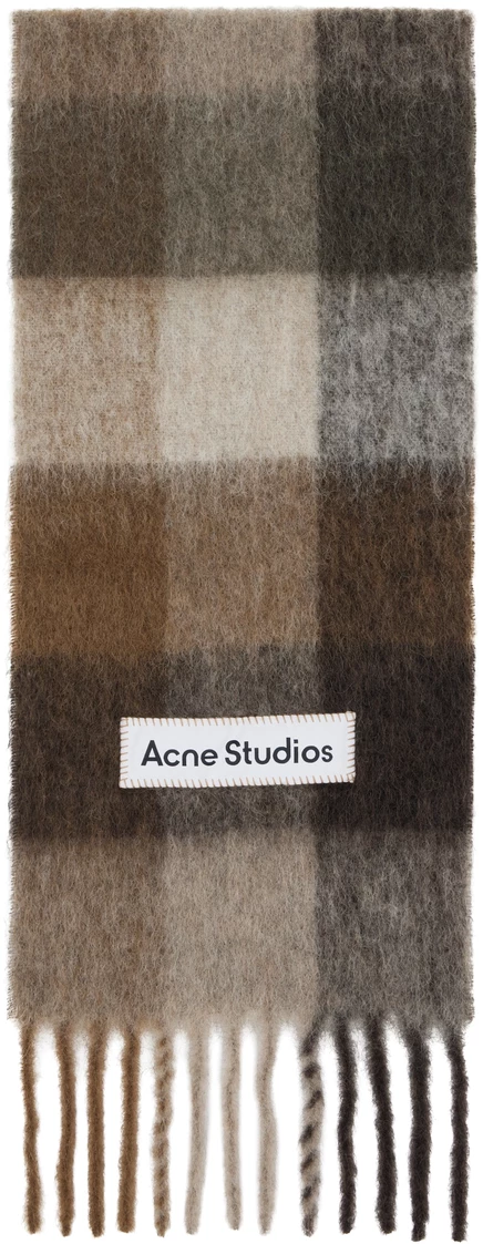 Женский шарф Acne Studios мохер, коричневый/белый