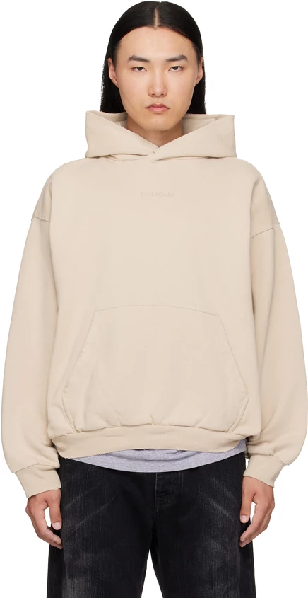 Мужское худи Balenciaga Distressed, бежевое