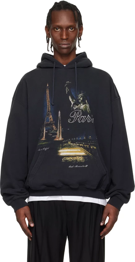 Мужское худи VETEMENTS «Парижский турист», чёрное