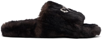 Женские шлёпанцы Balenciaga Furry, коричневые