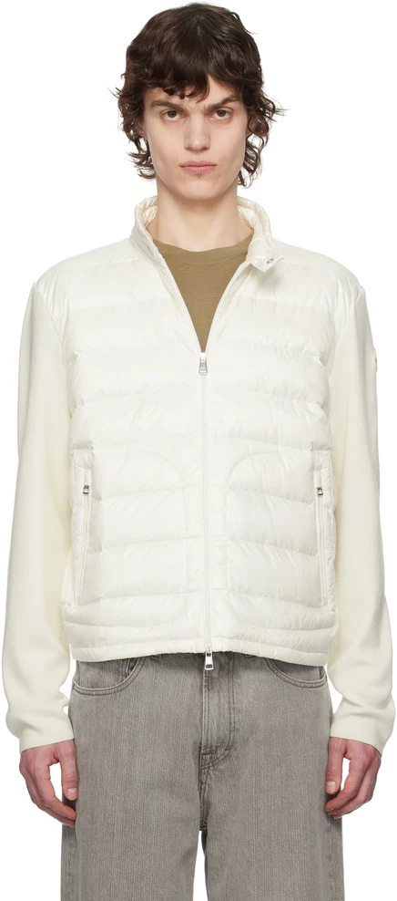 Мужской пуховик Moncler с шерстяными рукавами, белый