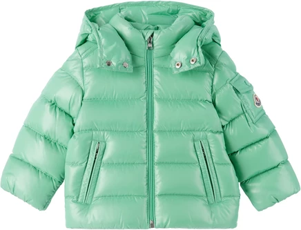 Пуховик для младенцев Moncler Enfant Maya с капюшоном, зеленый