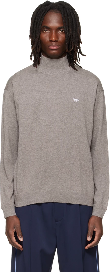 Мужской свитер Maison Kitsuné Fox Profile, серо-бежевый