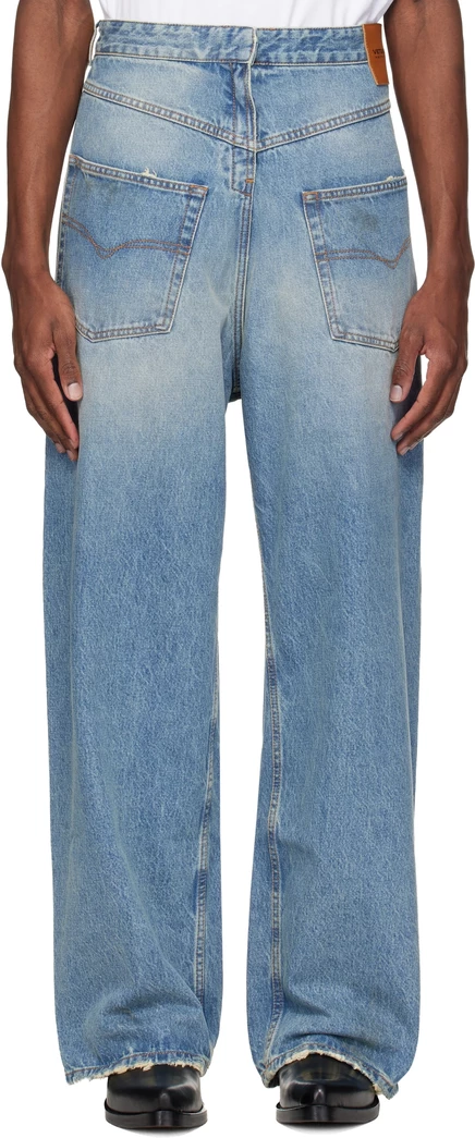 Мужские джинсы VETEMENTS Back-To-Front, рваные, голубые