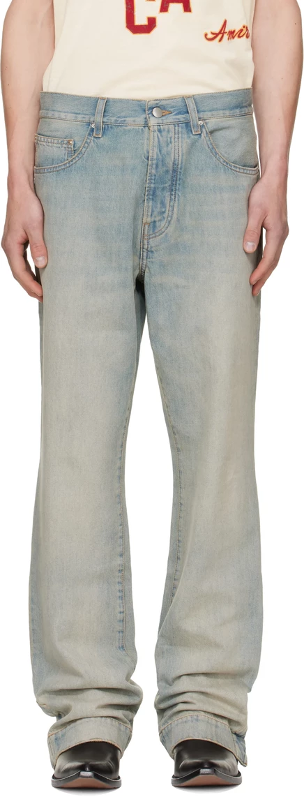 Мужские джинсы Amiri Straight Flare, расклешенные, индиго