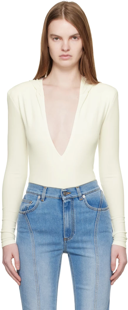 Женское боди Mugler Hooded V-Neck, белое