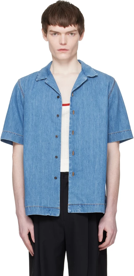 Мужская джинсовая рубашка Dries Van Noten, светло-синяя